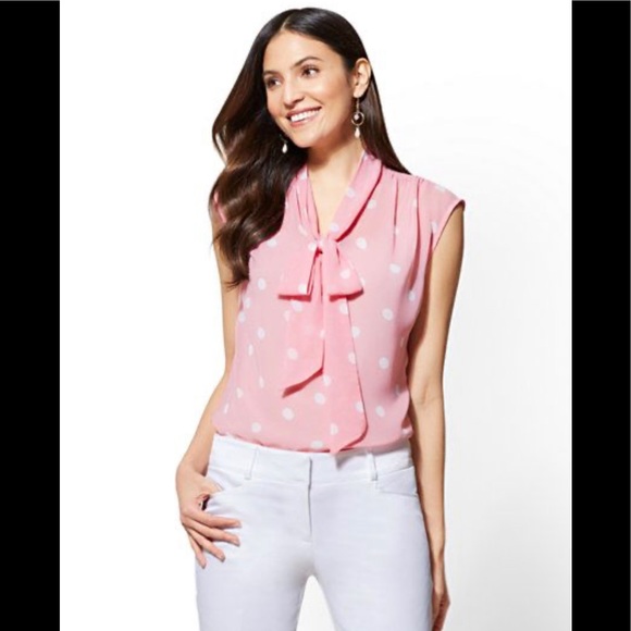 New York & Company Tops - NWOT New York and Company pink bow blouse New York & Company Tops - NWOT New York and Company pink bow blouse